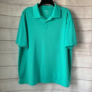 Marc Edwards Teal Polo Short Sleeve Shirt Grid Check Pattern Size L